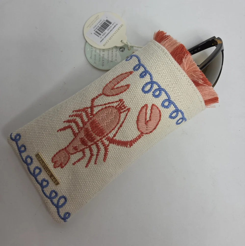 Spartina 449 Embroidered Sunglass Case Overboard Lobster NEW
